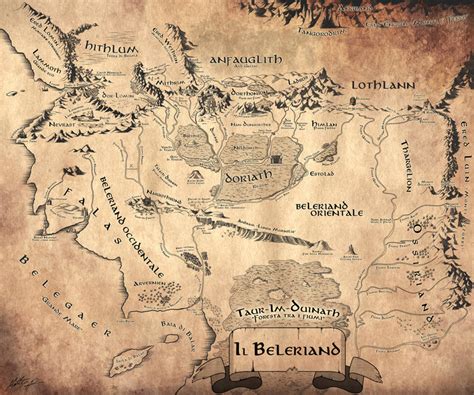 Beleriand Map by LamaArcana on DeviantArt