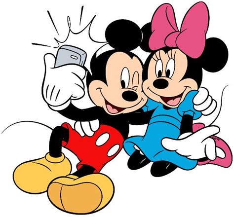 Clip art of Mickey and Minnie Mouse taking a selfie #mickeymouse, #minniemouse, #mickeyandminnie ...