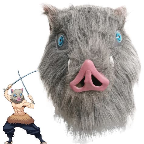 Hashibira Inosuke Mask Anime Boar Cosplay Helmet Halloween Party Fancy Dress Costume Props- Buy ...