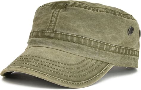 VOBOOM Washed Cotton Military Caps Cadet Army Caps Unique Design (Army Green): Amazon.in ...