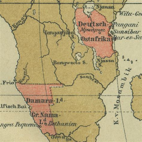 1890 Vintage World Map of German Colonies