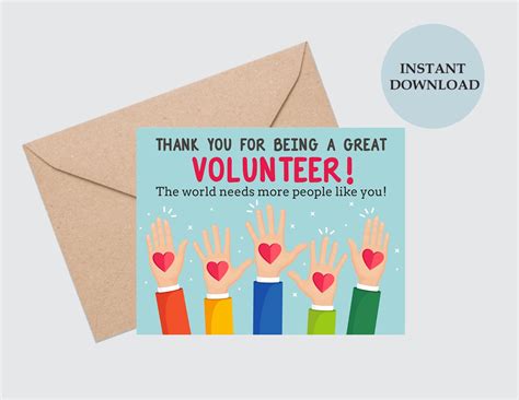 Volunteer Appreciation Card Printable / Volunteer Thank You - Etsy UK