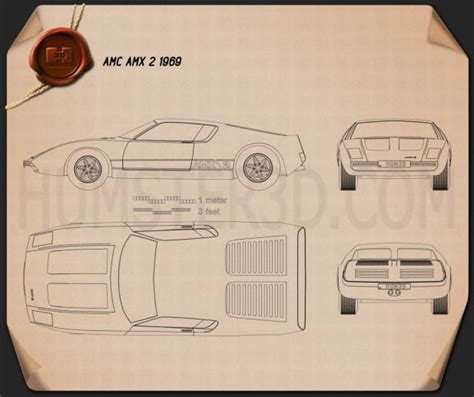 AMC AMX 2 1969 Blueprint - Hum3D