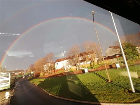 I could see the full arch of a rainbow today : r/mildlyinteresting