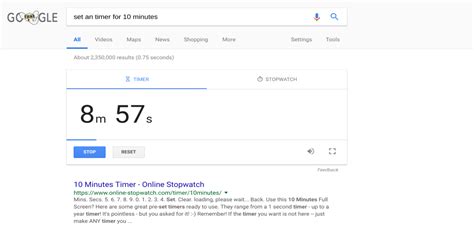 How to set a timer or stopwatch right from Google's homepage