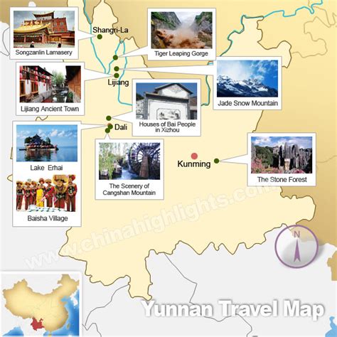 Yunan Map, Map of Yuanna's Tourist Attractions and Cities