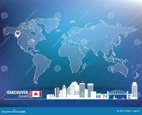 Map Pin with Vancouver Skyline Stock Vector - Illustration of navigation, mark: 49171958
