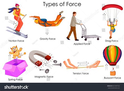 Education Chart of Physics for Different Types of Force Diagram. Vector ...