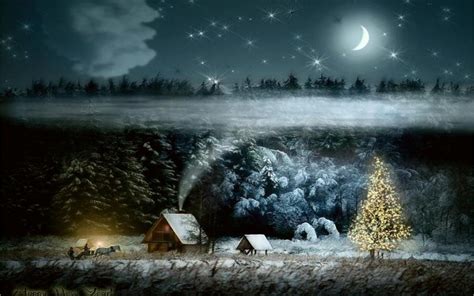 Christmas Scenery - Christmas Night | Hd Desktop Wallpaper