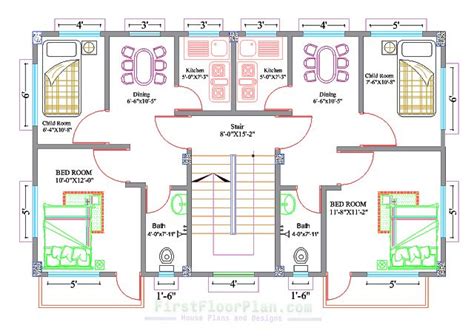 6 Storey Residential Building Plans and Section | Two Bedrooms Per Unit