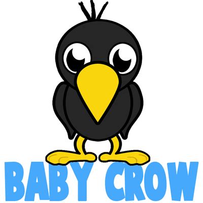 How to Draw Cartoon Baby Crows in Easy Step by Step Lesson – How to ...