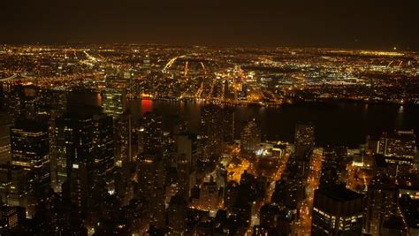 Aerial View Of City By Night From Above. Big Metropolis. Night Lights ...