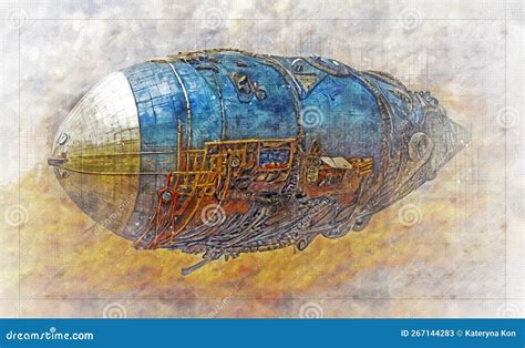 Airship Dirigible, Airway Travel Transport, Illustration Stock ...