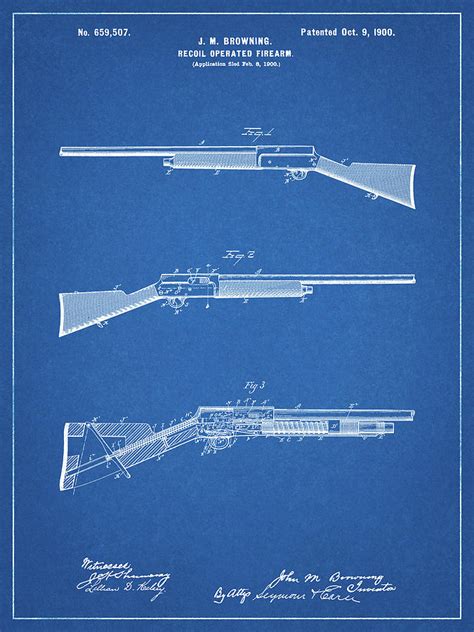 Pp754-blueprint Browning Auto 5 Shotgun 1900 Patent Poster Digital Art ...