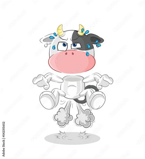 cow fart jumping illustration. character vector Stock Vector | Adobe Stock