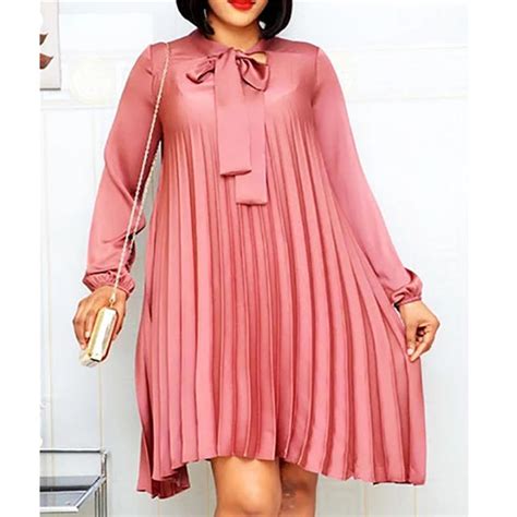 Other Women's Clothing - Plus Size Pleated Dress - BEIGE / L for sale ...