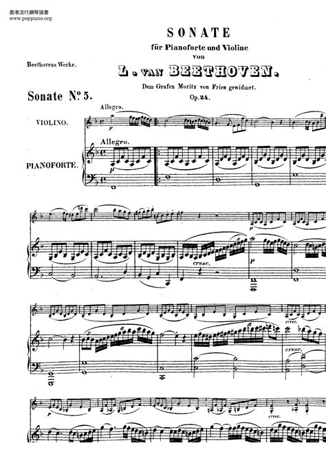 Ludwig Van Beethoven-Sonata For Violin And Piano No. 5 In F Op. 24 ...