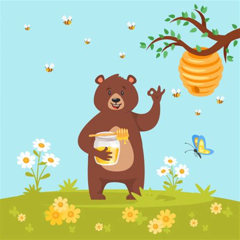 Royalty Free Bear Eating Honey Clip Art, Vector Images & Illustrations - iStock