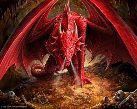 Wallpaper : digital art, fantasy art, sword, dragon, skull, cave, demon, skeleton, coins ...