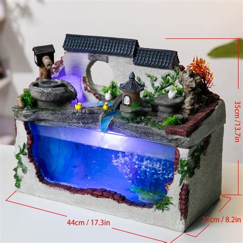 Asian Backyard Garden Fish Tank Aquarium Waterfall Fountain with Mill ...