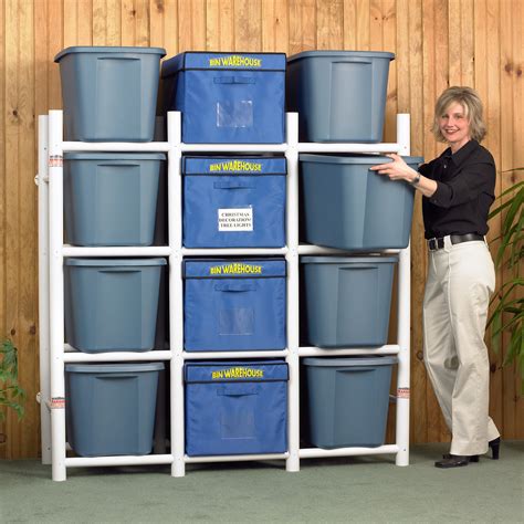 Bin Warehouse 12 Tote Storage System 69" H 4 Shelf Shelving Unit ...