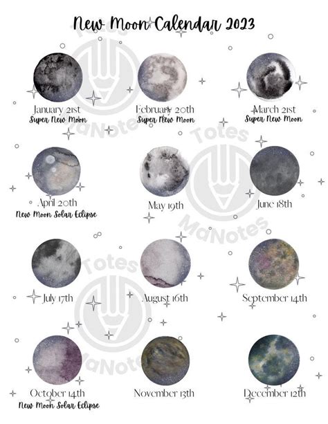 New moon calendar 2023 – Artofit