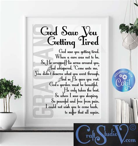 God saw you Getting Tired Sympathy Messages Memorial | Etsy