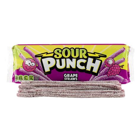 Sour Punch Straws 2-Ounce Packs - Grape: 24-Piece Box | Candy Warehouse