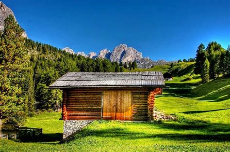 Free picture: mountain, house, landscape, grass, wood, tree, barn ...