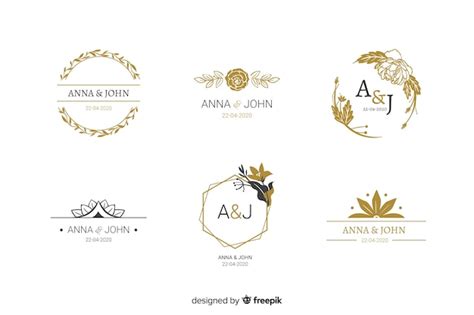 Free Vector | Wedding monogram logo templates collection