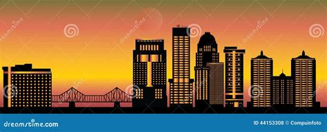 Louisville Detail Skyline with Bridge Stock Vector - Illustration of ...