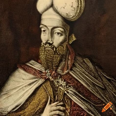 Oil painting of a european muslim emperor on Craiyon