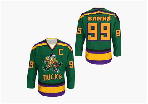 Ducks Adam Banks 99 Hockey Jersey Stitch Sewn All Sizes - Mighty Ducks Movie Jersey, HD Png ...