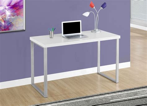 Computer Desk - 48"L / White / Silver Metal - Monarch Specialties I ...