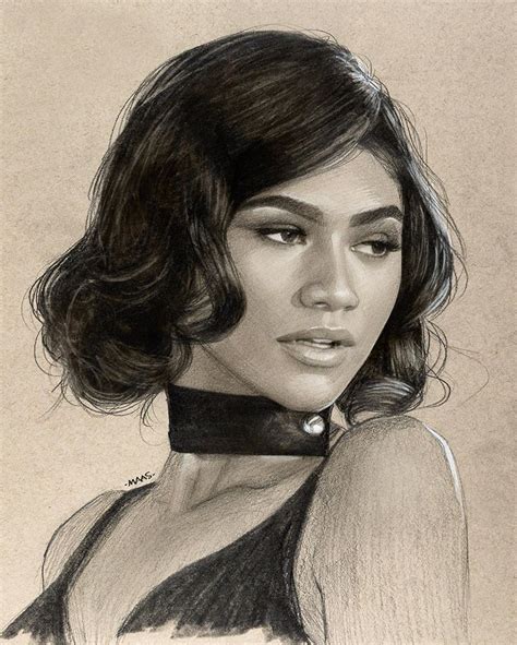 Justin Maas on Instagram: “Here's my new drawing of @zendaya Last week I posted a preliminary ...