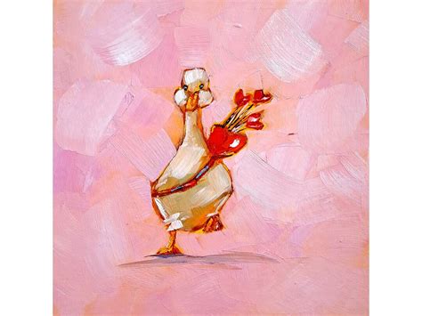 White Goose Painting Geese Lover Oil Artwork Animals Fine Art Valentine ...