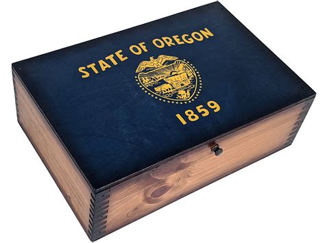 Oregon State Flag Wooden Memory Box - Relic Wood