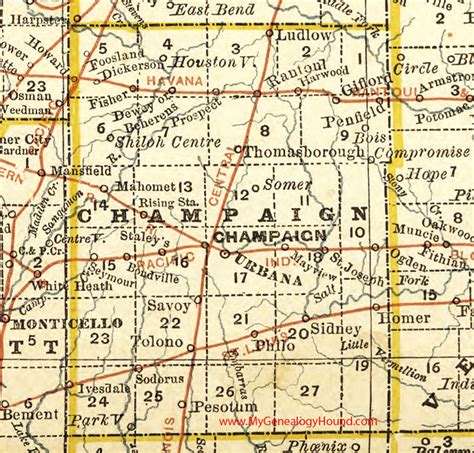 Champaign County, Illinois 1881 Map, Urbana