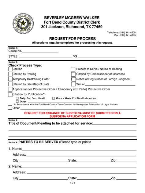 Request Fort Bend County Form - Fill Online, Printable, Fillable, Blank | pdfFiller