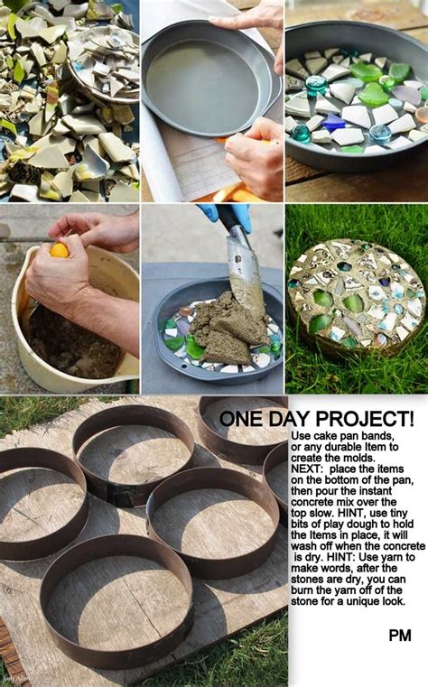 Making your own concrete stepping stones is easy, use items you have around the house, ma ...