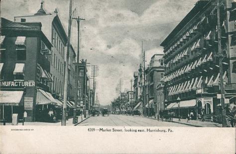 Market Street, Looking East Harrisburg, PA Postcard