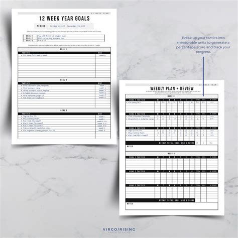 12 Week Year Bundle Goal Planning Templates Project | Etsy Goals Planner, Yearly Planner ...