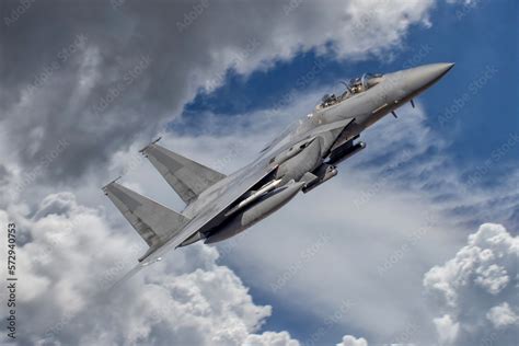 F-15 Eagle. Fighter Jet in Flight. Action photograph of Fast Jet ...