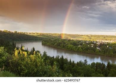 Rainbow Over North Saskatchewan River Edmonton Stock Photo 623493767 ...