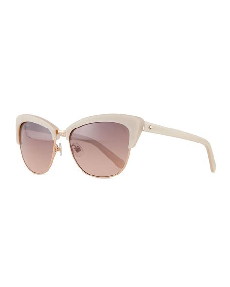 Kate spade Dual-rimmed Cat-eye Sunglasses in Beige | Lyst