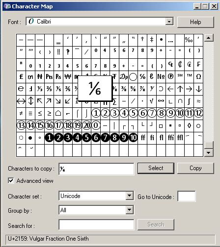 Windows Character Map