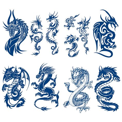 Buy Kotbs 8 Sheets Semi Permanent Realistic Dragon Tattoos, Premium Temporary Tattoos 100% ...