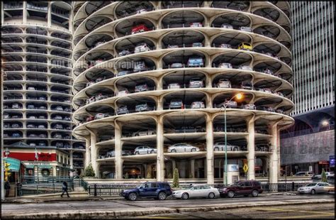 Marina City | Spiral Parking Ramp | Marina city, City, Chicago