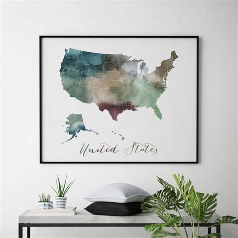 United States print travel map U.S. poster United States | Etsy