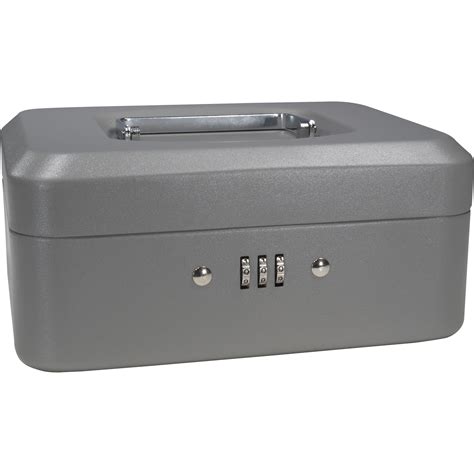 Barska 8 Inch Small Safe Steel Cash Box w/ Combination Lock in Grey - CB11784